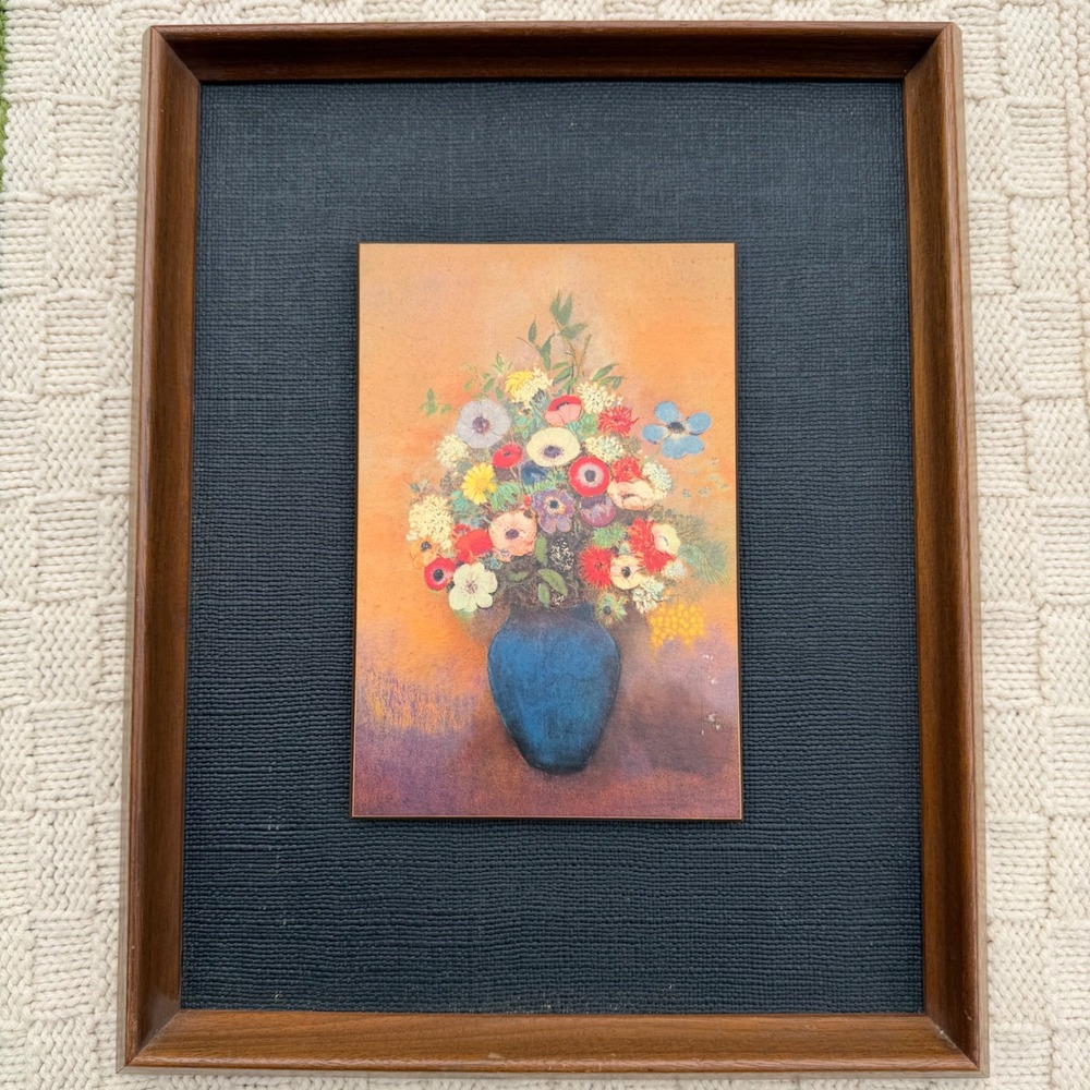 Vintage Odilon Redon Bouquet of Flowers Framed Print Shadow Box Wood Frame